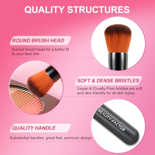 BEAUTYFACTOR Domed Foundation Brush Soft Synthetic Kabuki Makeup Brush