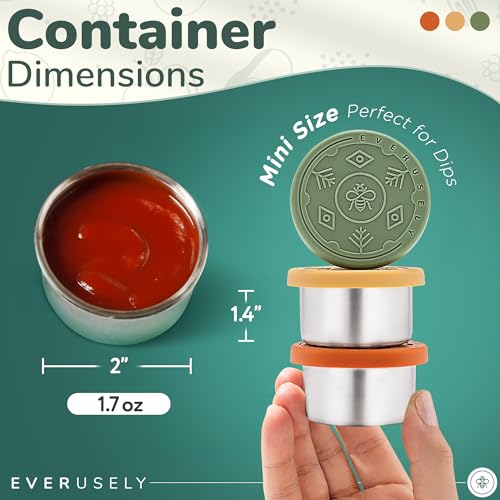 Muted Salad Dressing Containers - 3 Pack, 1.7 oz Stainless Steel