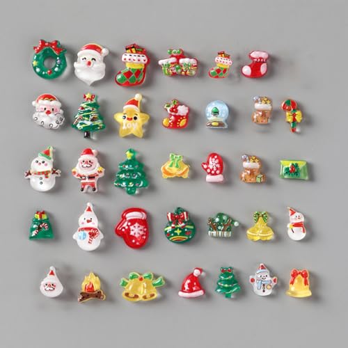 100Pcs Christmas Nail Charms 3D Colorful Holiday Manicure Gems
