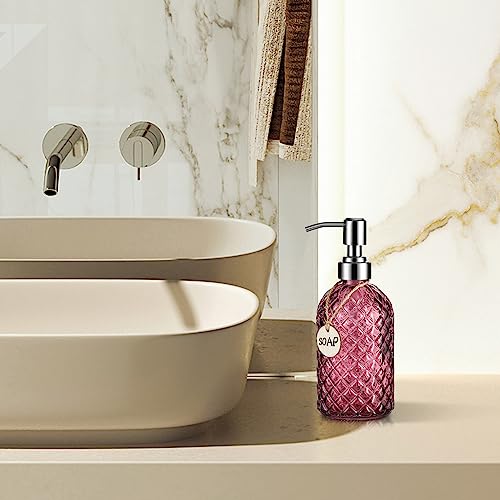 MOCLIF 16 oz Purple Glass Soap Dispenser with Rustproof Stainless Pump