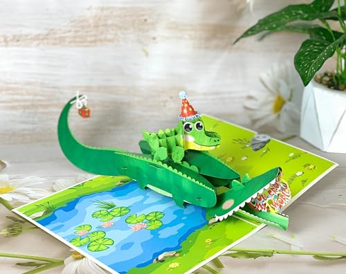 Crocodile Pop Up Father's Day Card - Cute & Funny Design