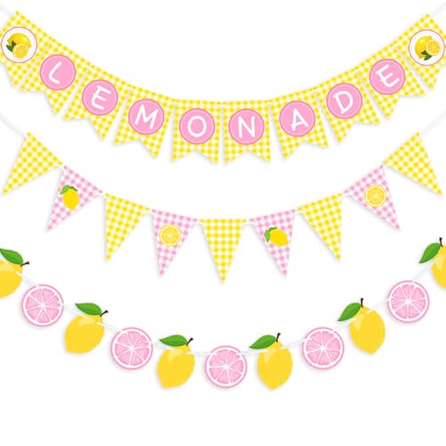 3PCS Pink Lemonade Banner Set – Summer Party Decorations