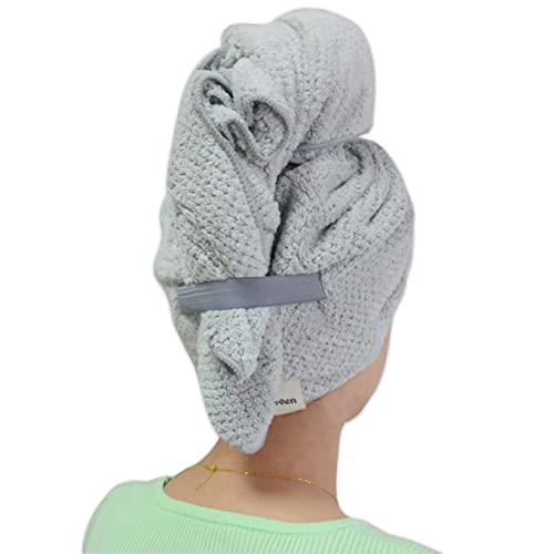 Chloven Jumbo Microfiber Hair Towel Wrap - Extra Large 43x24 Gray Turban