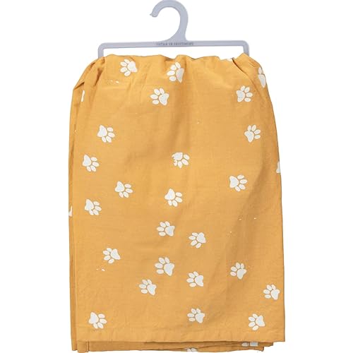Funny Cat Lady Kitchen Towel - 28" Cotton, Paw Print Design