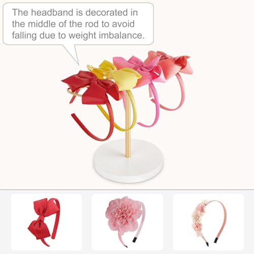 Dahey Gold Headband Holder Organizer for Women & Girls, Hair Hoop & Bows Storage