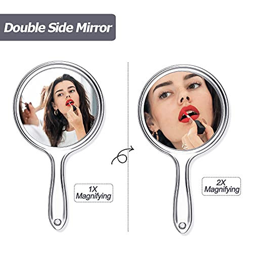 Jetec Double-Sided Handheld Makeup Mirror with 1X/2X Magnification