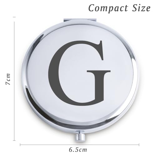 QUSTGO Personalized Monogram Compact Mirror - Custom Engraved Gift for Women