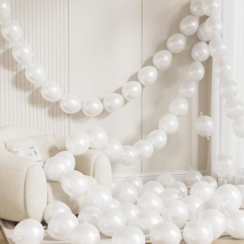 100PCS Pearl White Linking Balloons - 6 Inch Quick Link Latex for Party Decorations