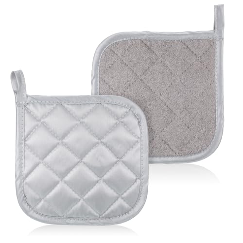 2-Pack White Cotton Pot Holders - Heat Resistant Pads 17cm