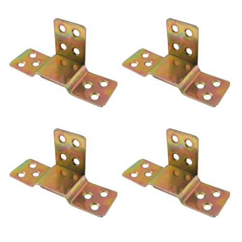 4-Piece Bed Frame Fixing Connectors - Heavy Duty Steel Rail Hinge Set