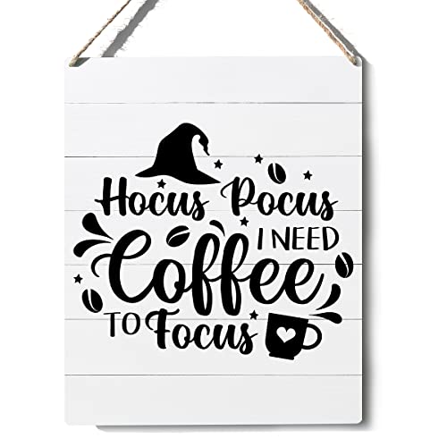 Funny 'I Need Coffee to Focus' Wooden Wall Sign - 10x8 Rustic Decor