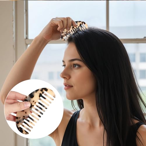 Piriuuo Wide Tooth Hair Comb - Tortoise Shell Cellulose Acetate Detangling Comb