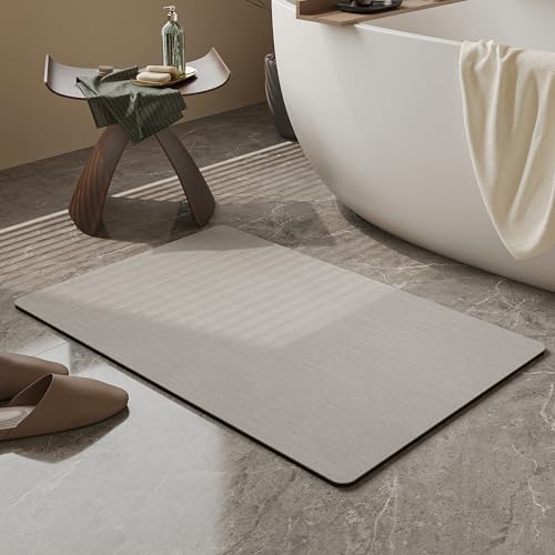 Mecko Ultra Thin Bath Mat 16"x24" - Light Grey, Quick Drying