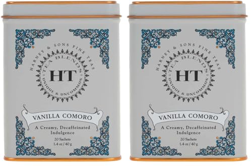 Harney & Sons Vanilla Comoro Decaffeinated Tea - 20 Sachets (Pack of 2)