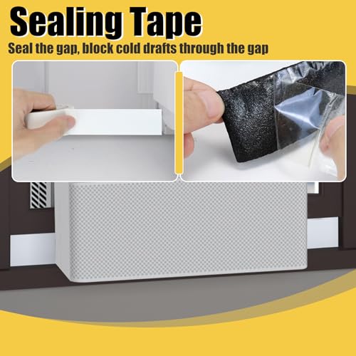 Powrocket U-Shape Window AC Foam Block with Weather Seal Tape - Cold Air Leak Stop, Winter & Summer Insulation, Compatible with Midea