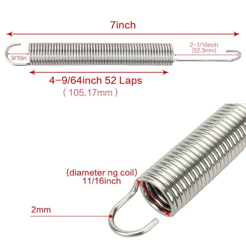 7-Inch Stainless Steel Recliner Replacement Tension Spring - 2 Pack