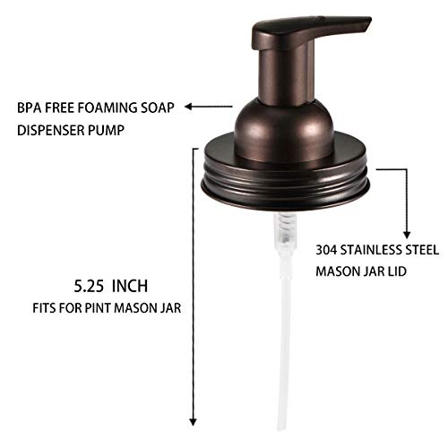SheeChung Foaming Soap Dispenser Pump Lid for Regular Mouth Mason Jars, Bronze