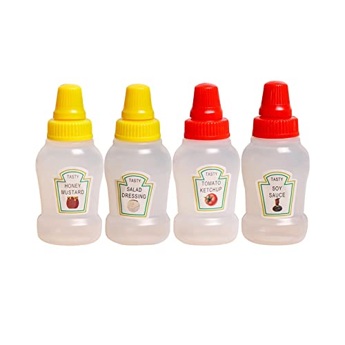 4 Pack Mini Ketchup Squeeze Bottles - 25ml Refillable Condiment Containers