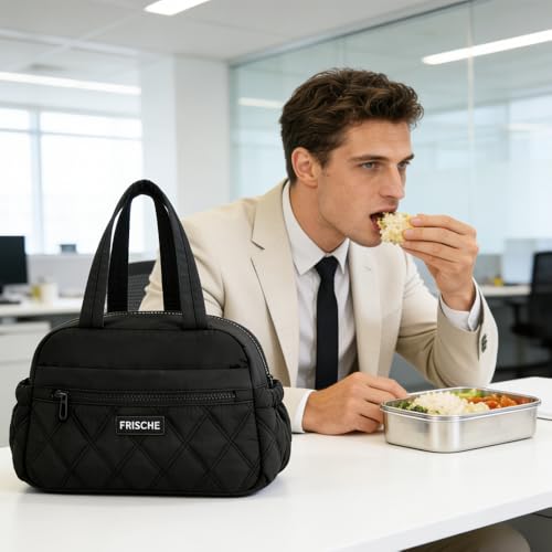 COOLOME Insulated Lunch Bag for Men & Women - Lightweight Quilted Design with Multiple Pockets