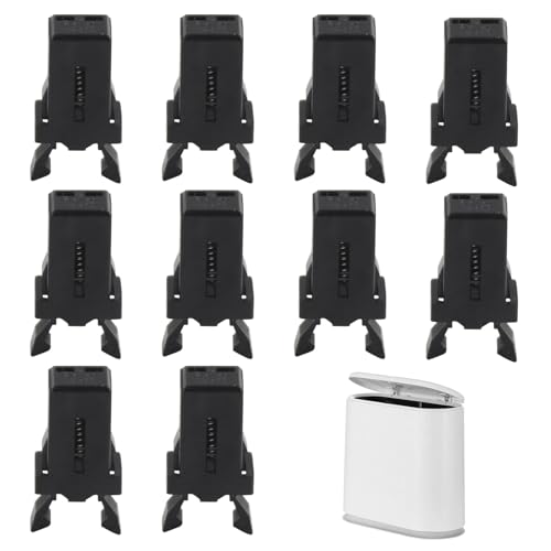 10 Pack Black Plastic Bin Lid Clips with Self-Locking Mechanism