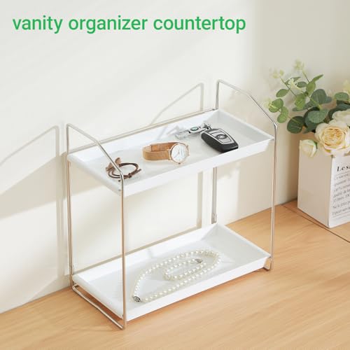 2-Tier Bathroom Counter Organizer - Sturdy Metal & ABS Makeup Storage