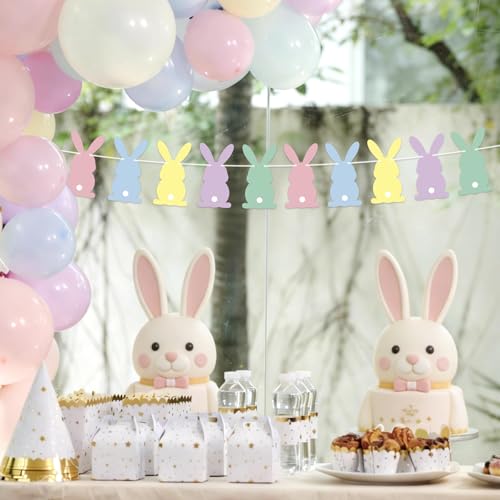 Colorful Easter Bunny Banner - 10 Rabbits Garland for Parties