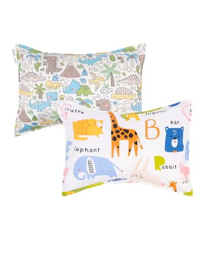 ALVABABY Toddler Pillowcases 100% Cotton - 2 Pack for 13x18" & 12x16" Pillows