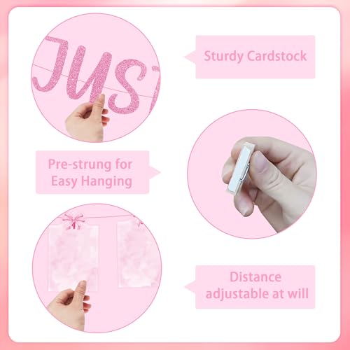 Girls First Birthday Banner & Photo Garland Set for Baby Girl Celebration