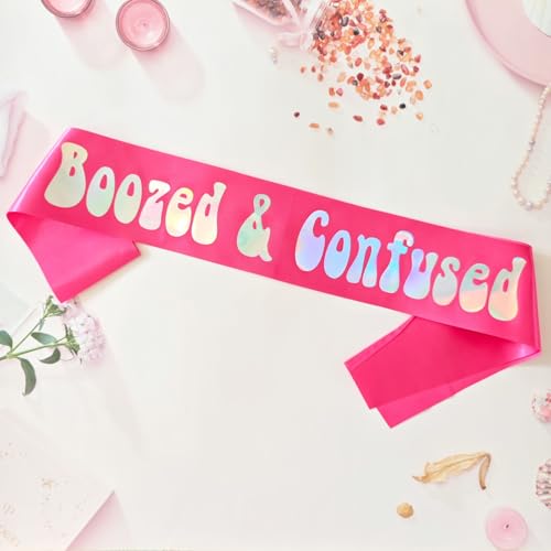 Boozed & Confused Sash for Bachelorette Party - Retro 70s Design