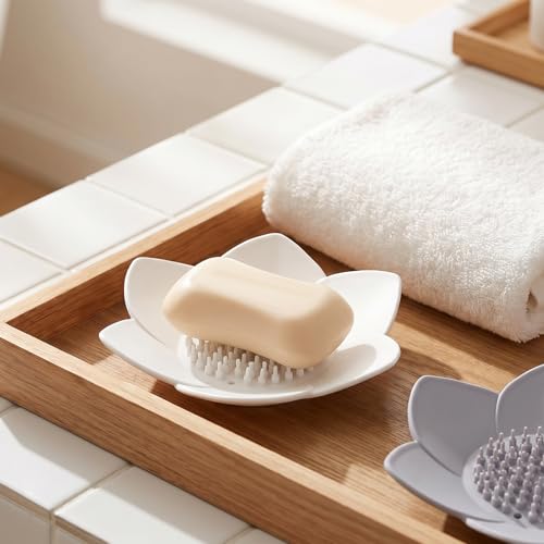 2-Pack Silicone Shower Steamer Holder & Self-Draining Soap Dish Tray