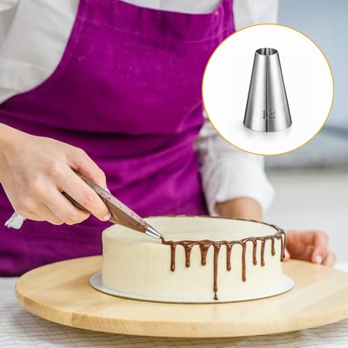 DOPENSPI 5 Pcs Large Round Piping Tips #12 - Stainless Steel Cake Decorating Set
