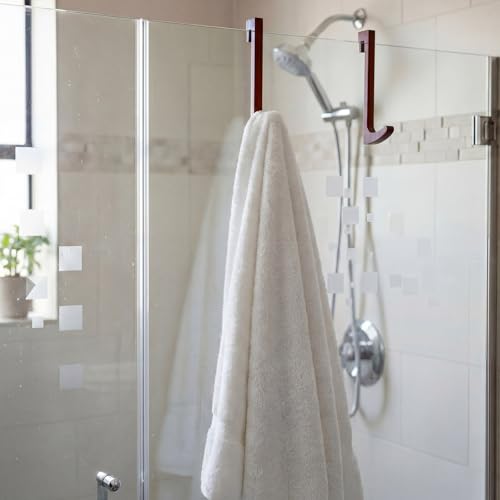 Mifoci 10-Inch Natural Wooden Over-Glass Shower Door Towel Hooks (2-Pack)