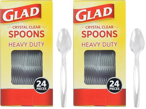 Glad Heavy Duty Clear Disposable Spoons - 48 Count (Pack of 2)