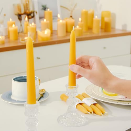 AGLARY 4-Pack 6" Pure Beeswax Spell Candles, Natural Yellow Ritual Tapers