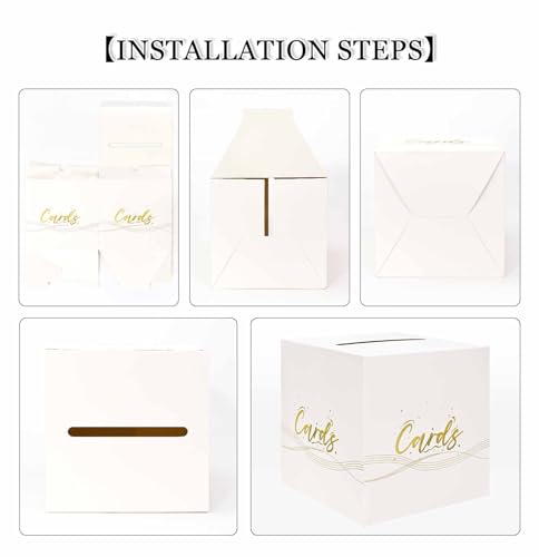White and Gold Gift Card Box for Weddings and Parties - 9.8"