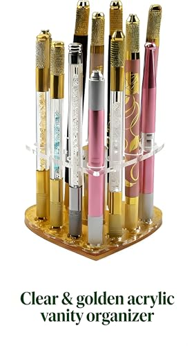 YOFAN Heart-Shaped Acrylic Makeup Brush Holder - 12-Slot Vanity Organizer