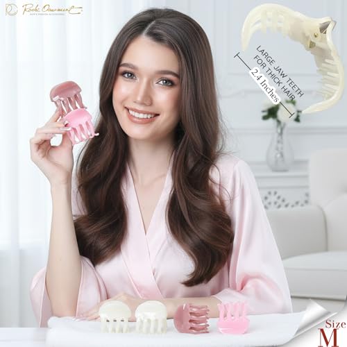 RC Roche Small Hair Claw Clips 6-Pack - No Slip Mini Jaw Clips for Thin Hair