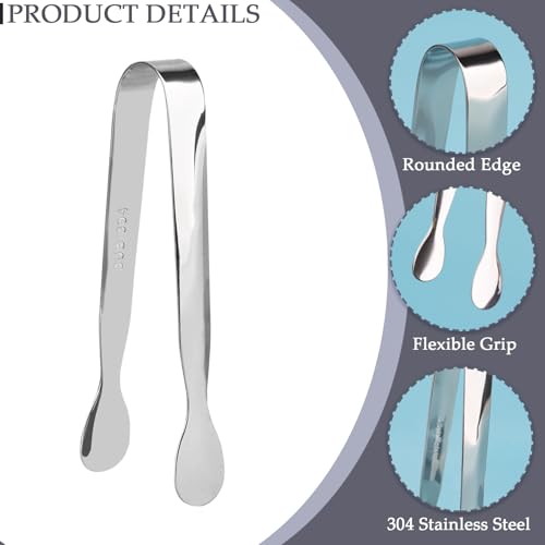 YOLCAR 3 Pack Mini Stainless Steel Serving Tongs - 4.3 Inch