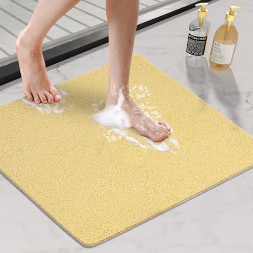HITSLAM Non-Slip Bathtub Mat 24x24 Inch Soft PVC Quick Drying