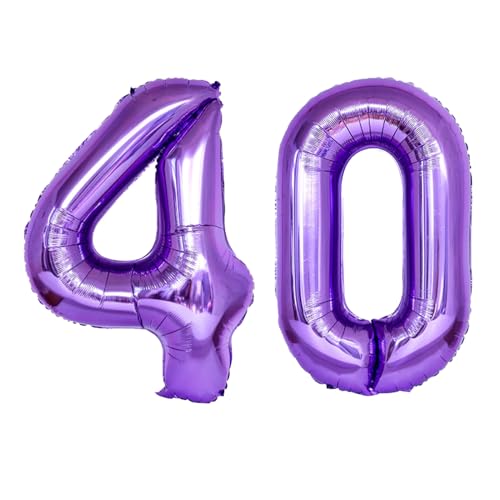 40 Inch Purple Foil Number 40 Balloon for Birthday & Party Decor