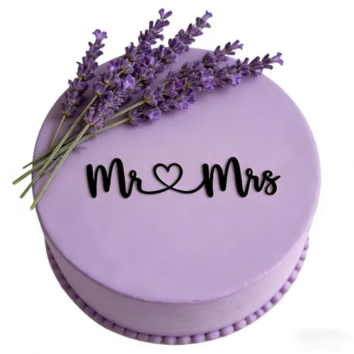 Mr & Mrs Black Acrylic Wedding Cake Topper | Elegant Engagement Decoration