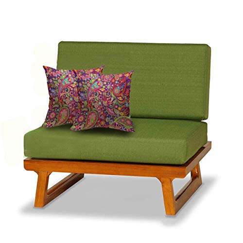 Mugod Hippie Floral Throw Pillow Cover, Colorful Abstract 18x18 Cotton Linen