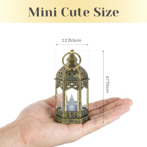 Hewory 10PCS Gold Mini Lanterns for Party Decoration with Remote LED Candles - Variation 10
