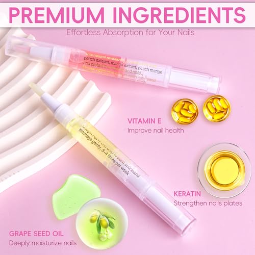 Foncomy 2PCS Cuticle Oil Pen with Nail File Pineapple & Peach