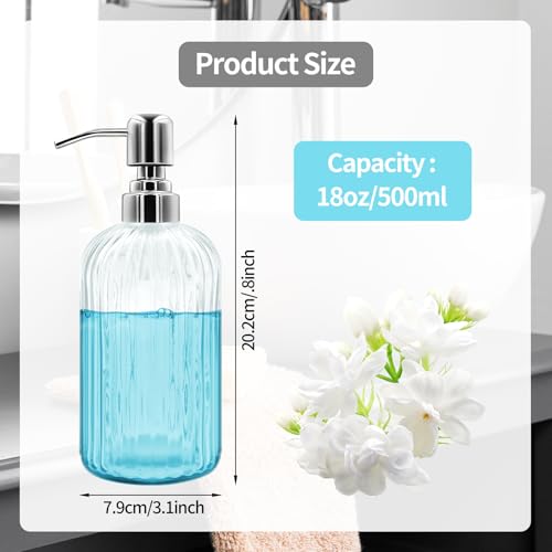 Transparent 18 Oz Glass Soap Dispenser with Stainless Steel Pump