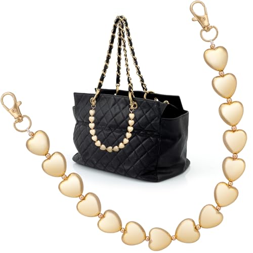 Gold Heart Purse Extender Chain for Women - 12in Adjustable Strap