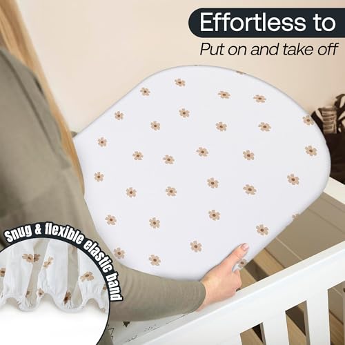Dreamology 2 Pack Cotton Bassinet Sheets - Brown Flowers 17x32"
