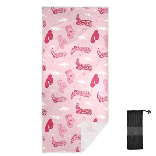 Gredecor Oversized Cowgirl Boots Beach Towel, 31x71-inch Sand-Free Microfiber