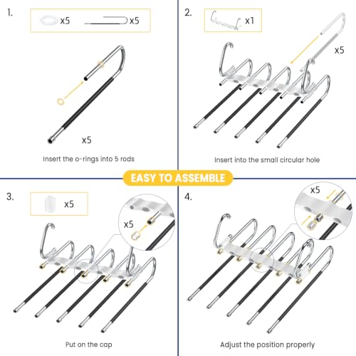 Damita 5-in-1 Space Saving Pants Hangers - White Metal Closet Organizer (2 Pack)