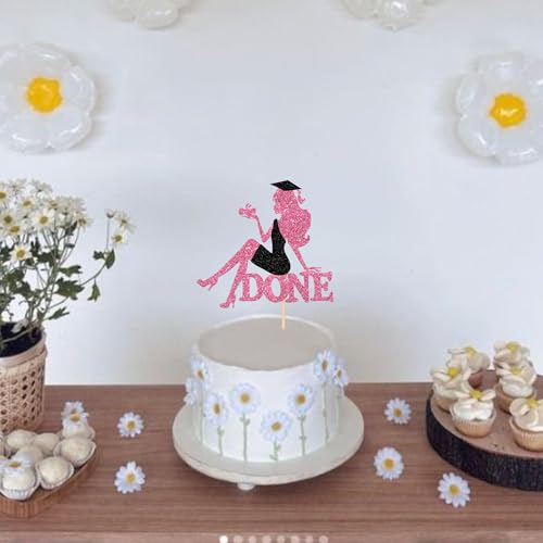 High Heel Graduation Cake Topper for Class of 2026 - Pink Glitter